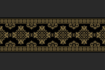 Vector damask seamless pattern background illustration. Gold and white. 