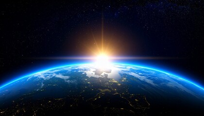 Obraz premium Blue Earth and the floating sun seen from space