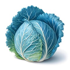 Obraz premium Blue Max Collard Striking Blue-Green Leafy Green with Broad Crinkled Leaves and Hearty Texture on Crisp White Background for Nutritious Botanical Beauty and Culinary Inspiration