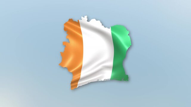 C&ocirc;te d'Ivoire country Flag Hoisting and Zoom to reveal the Country Border Map with Waving Flag Intro which is useful for news, political events, sports intros and presentation.