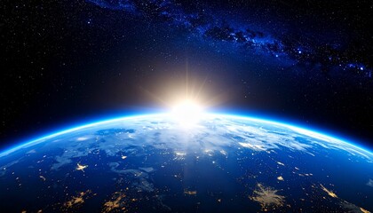 Obraz premium Blue Earth and the floating sun seen from space