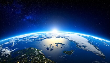 Obraz premium Blue Earth and the floating sun seen from space