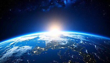 Obraz premium Blue Earth and the floating sun seen from space