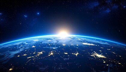 Obraz premium Blue Earth and the floating sun seen from space