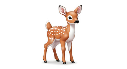 Obraz premium Adorable Fawn with White Spots on a White Background