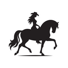 Fototapeta premium Silhouette cowgirl baking horse