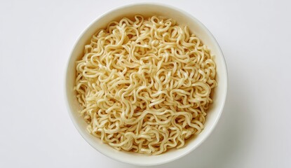 A white bowl filled with uncooked instant noodles