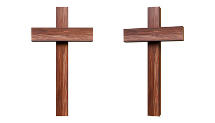 A wooden cross on an isolated background. Religious cross isolated. Catholic or orthodox symbol for the first community, baptism, easter, and christmas. Holy cross.
