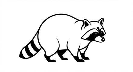 Obraz premium Raccoon outline illustration isolated on white background
