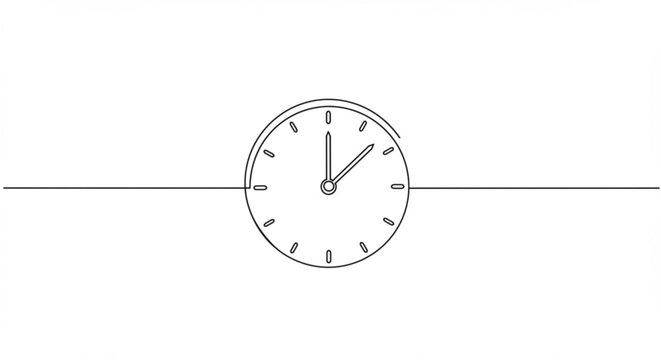 Simple line art of an analog clock isolated on white background