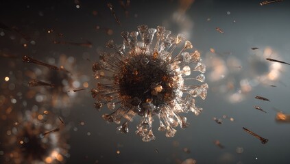 Virus particle, intricate structure,  3D render