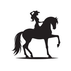 Obraz premium Silhouette cowgirl baking horse