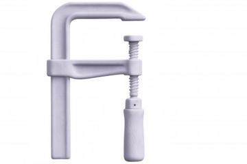 White clamp forming the letter f on a transparent background, ideal for diy and woodworking projects