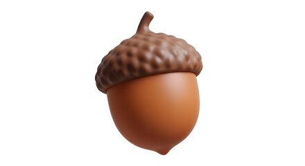 Isolated Acorn in 3D Rendering on White Background