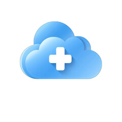 Obraz premium Healthcare cloud storage icon, innovation tech style, blue-toned flat vector, clean white background