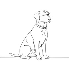 Fototapeta premium Dog sitting calmly in minimalist line art style 