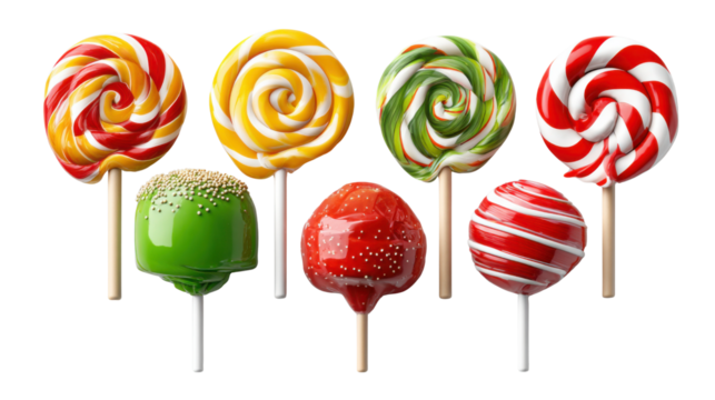 A Rainbow of Treats: A vibrant array of lollipops bursts with color and flavor, presenting a tempting visual treat. From classic swirls to modern designs.