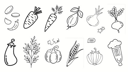 Fototapeta premium Collection Of Black And White Vector Illustrations
