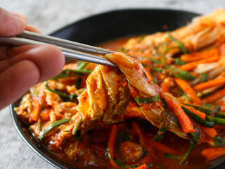 Kimchi. Korean spicy fermented vegetables.