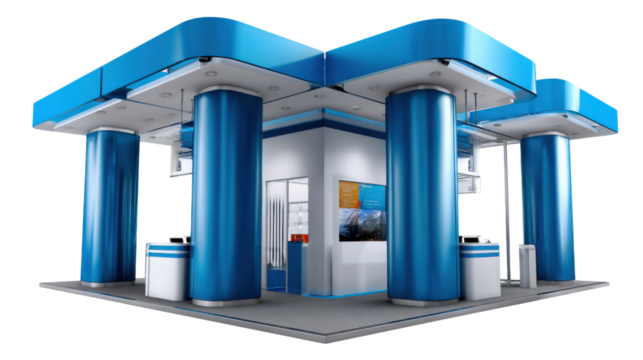 Modern architectural design: A vibrant and stylish architectural structure, designed with sleek blue and white colors and unique design.