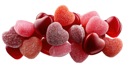 Sweetheart Candies: A vibrant array of heart-shaped candies of various shades, radiating sweetness and symbolizing love and affection.