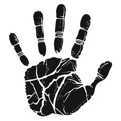 Black Handprint With Distressed Texture Vector