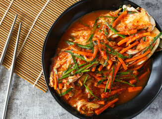 Kimchi. Korean spicy fermented vegetables.