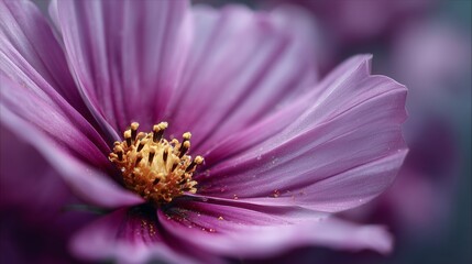 soft pink cosmos petal top view on minimal background