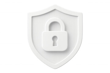 Metallic padlock shielded by white protective barrier, symbolizing digital security and confidential data safeguarding