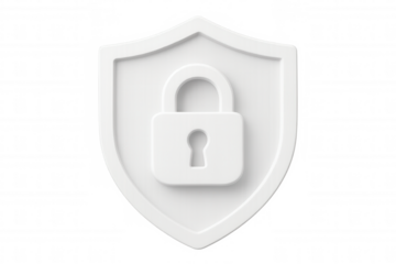 Metallic padlock shielded by white protective barrier, symbolizing digital security and confidential data safeguarding