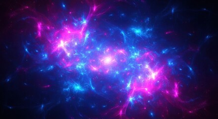 Vibrant cosmic nebula glowing in pink and blue light