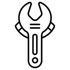 Adjustable Wrench Icon Outline spanner tool