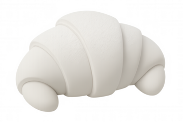 Simple yet elegant, a white croissant is rendered in 3d, isolated against a transparent background, ready for integration into various design projects
