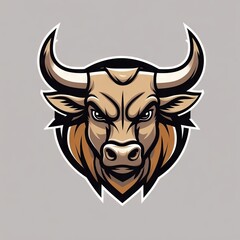 Fototapeta premium Bull logo design featuring a bold bull head mascot, illustrated as a vector drawing, ideal for branding, sports teams, or graphic design projects