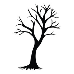 silhouette Black tree against white background victore