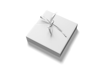 High Angle View of Blank White Gift Box, 3d Illustration, 3d Illustration
