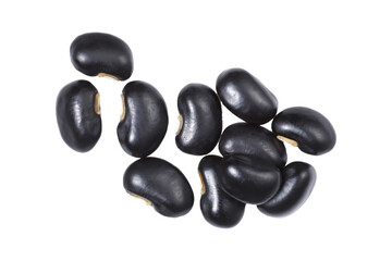 Black beans. Isolated on white background. Top view.	
