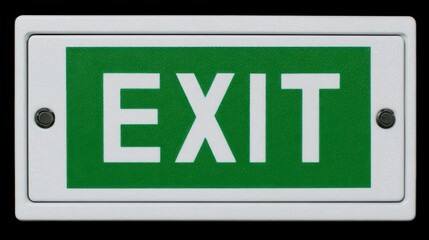 Emergency exit sign, warning sign plate, green color.
