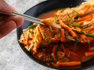 Kimchi. Korean spicy fermented vegetables.
