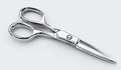 Obraz premium Polished metal scissors, angled view