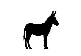 Fototapeta premium A silhouette of a black stallion, a wild animal illustration on a white background