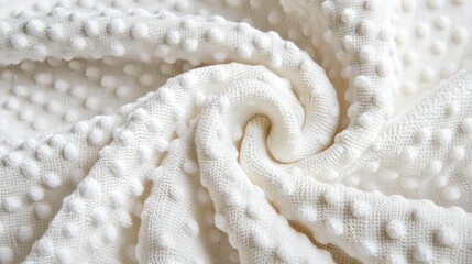 Close-up: Textured fabric with a raised dot pattern, tactile, modern