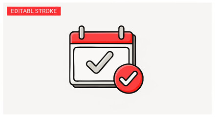 A stylized calendar icon with a checkmark indicating a completed task or event.