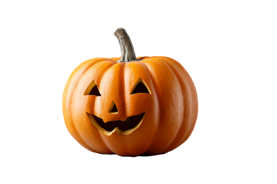 Carved happy pumpkin on clear BG