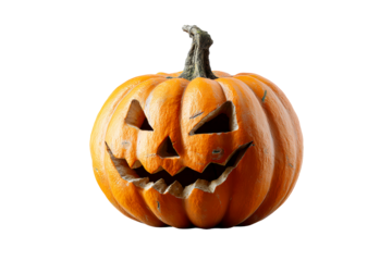 Carved pumpkin with a spooky smile for Halloween