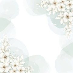 Fototapeta premium watercolor floral background template for wedding and greeting card design, elegant hand drawn spring flower frame for invitation and textile design, soft pastel floral border illustration