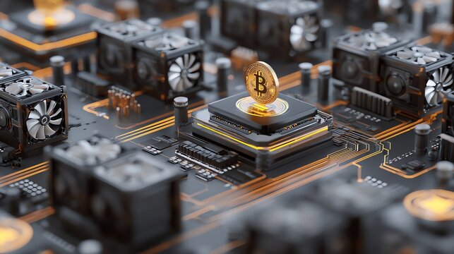 Crypto mining farm symbolizing decentralized economy.