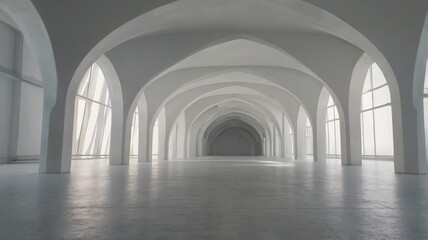 Obraz premium Spacious and Modern Interior with Arched Architecture and Natural Light