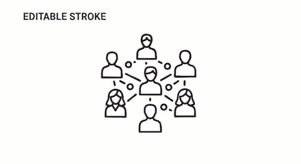 Simple graphic illustration of interconnected people, symbolizing a network or community.