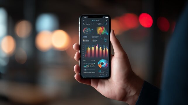 Executive holding smartphone showing AI-driven insights